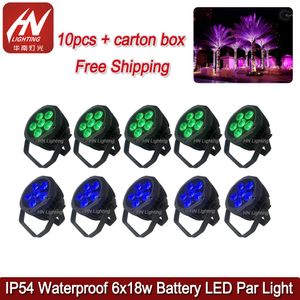 10 Stks Batterij Uplights Waterdichte PAR LICHT Draadloze DMX 6 * 18W RGBWAUV 6IN1 DJ PAR50 kan ophouden voor bruiloft DJ's