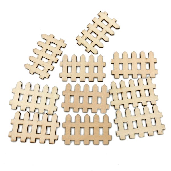 10pcs mini clôture en bois jardin en bois artisanat pelouse clôture bricolage en bois ornement pour la maison de poupée de jardin de fée miniature