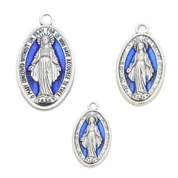 10pcs Miraculous Medal Pendant Charm pour un collier de chaîne ou le chapelet Christ Charmes catholiques Béni vierge Pendant avec Loop Dropship