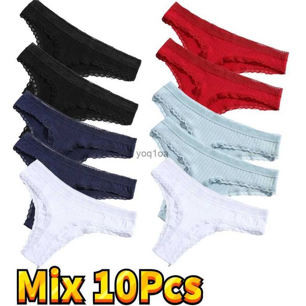 10 Uds mezcla de encaje Mujer Tangas de algodón lencería Sexy ropa interior femenina tangas bragas de Mujer Calzones Mujer caliente 2023L231121