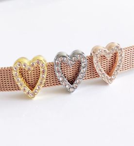 Breloques en forme de cœur en strass, couleurs mélangées, perles adaptées à 8mm, collier, nom, ceintures, étiquettes, sangles de téléphone, 10 pièces, 2761705