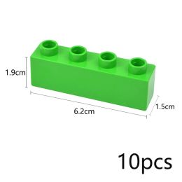 10pcs MOC Big Size Blocs de construction épais figures Briques en plastique 1x4 points éducatifs grande taille créative Compatible Duploes Toys