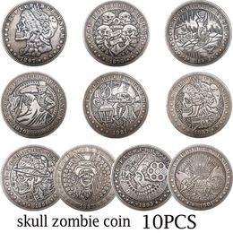 10 pièces Morgan crâne Zombie squelette pièces différents modèles intéressant copie pièce Art collection 182s