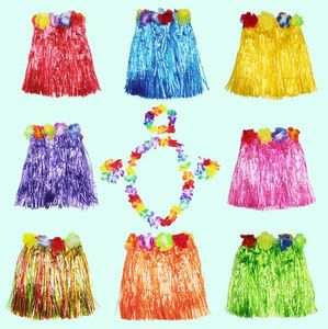 10pcs Nouveau enfant filles princesse fleur de fleur hula jupe tassel dancewear fantaisie costuhow me show skirthula Grass Jirts Garlands Bracelet Head