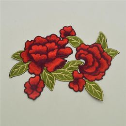 10 pièces nouvelle fleur brodée Applique fer sur coudre sur Patch vêtements rouge pour bricolage artisanat couture 305T