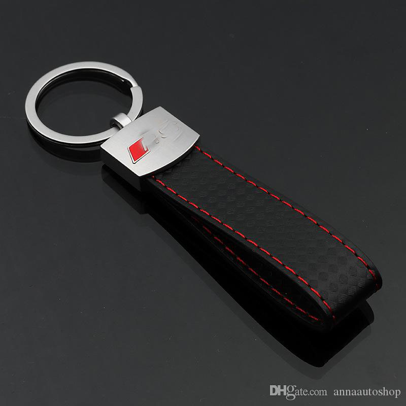 10PCS New Fashion Leather car Key chain 3D S line Logo Sticker Keyring for RS R Keychain