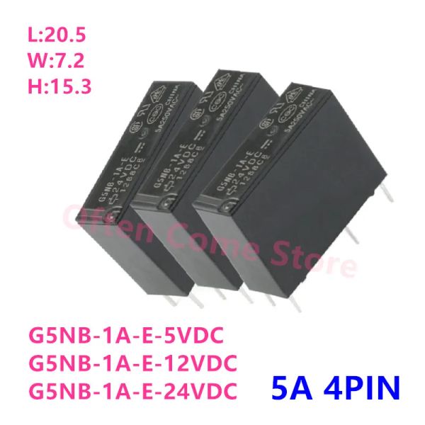 10pcs Nuevo G5NB -1A-E-5VDC G5NB-1A-E-12VDC G5NB-1A-E-24VDC 5A 4PIN Compatible HF46F ALDP112 124 5V 12V Relay de potencia de 24V