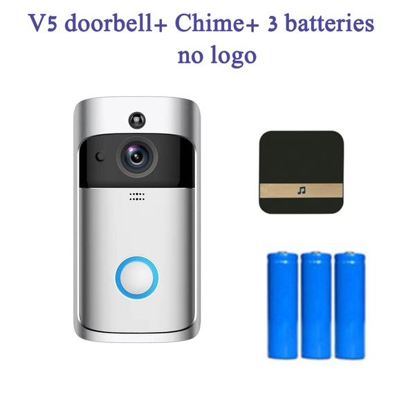 10pcs V5 Remote Smart Doorbell Home Video 720P Visual Intercom Wireless House Security Cámara de vigilancia APP Control con Old Chime + Batería
