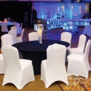 10 Uds blanco nuevo funda para silla de boda Universal elástico poliéster Spandex fundas elásticas para asientos fiesta banquete Hotel cena suministros