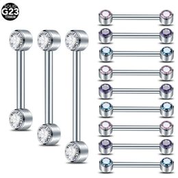 10 pièces mamelon haltères Piercing avec lunette ronde ensemble extrémités en cristal anneaux de fil interne bijoux de corps Sexy 240127