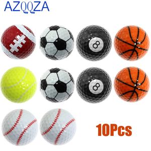 10 Stuks Nieuwigheid Praktijk Golfballen Nieuwigheid Honkbal/Tennis/Voetbal/Biljart Golfballen Gift Bal voor Kinderen mannen Vrouw Praktijk 240301