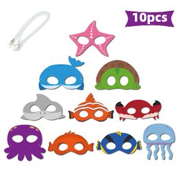 10 stks Oceaan Thema Party Maskers voor kinderen Verjaardag Haai Octopus Zeester Krab Masker Zee Dier Maskers Playing game Props