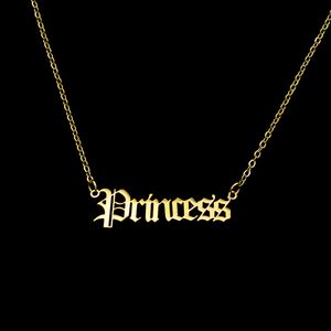 10 stks Oude Engelse Letter Word Princess Kettingen Rvs Initial Alphabet Naam Logo Hanger Charm Chain Minimalist Collar Choker Sieraden voor Dames Party