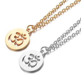 10pcs om letra letra de yoga sígbol de la cadena collar femme aum hinduismo acero inoxidable colgante colgante de mujeres hermana damas pareja colcha de moda joyas de oro joyas de oro