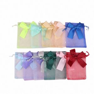 10pcs Organza Sacs-cadeaux Transparent Cordon Pochette Bijoux Organisateur Boucle D'oreille Emballage Parti Sac De Bonbons Avec Cadeau Ribb Z6Gy #