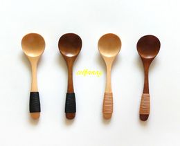 10 unids/ot alta calidad 13*2,8 cm cuchara de madera helado café té sopa cucharas de madera para miel mango con cuerda de hilo