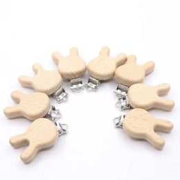 Pacifier de 10 piezas Pájaros de madera Clip Baby Teether Conejo Ecofratily Crafts Clips Dummy Dummy Clips For Baby Born Dummy Clip Cadenas 240423