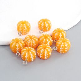 10 piezas/paquete 3d Camplio de fruta de resina de mandarina 3D Lindo Pulsero de arete Accesorio para cabello Mini colgantes de bricolaje Joyería