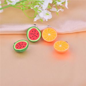 3D watermeloen oranje klei charmes schattige fruit hanger voor oorbel armband zelf sieraden maken