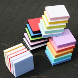 10pcs/paquete 5x5x0.8 cm Square Diy Schapbooking Rubber Color Sandwich Brick Brick Kids Stamps Estante de arte Clear Stamp