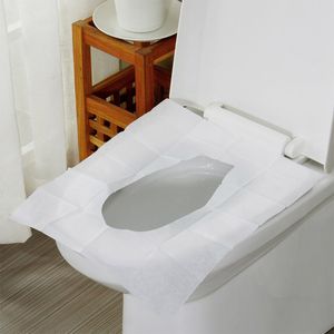 10 unids/pack fundas desechables de papel para asiento de inodoro protegen los gérmenes del baño público cubierta a prueba de bacterias para el baño de viaje JK2007XB