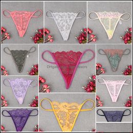 10 stks / pak Willekeurig Kleur Nieuwe Wholesale Womens Mini Slips Thong Sexy Transparant Ondergoed G-String T-Back Lot BK S923 Drop levering 2021 Bri