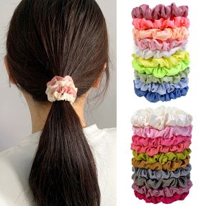 10pcs / pack Femmes Silk Scrunchie Bands à cheveux élastiques