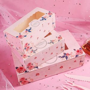 Boîte-cadeau en papier avec fenêtre, 10 pièces, boîtes d'emballage de cupcakes à fleurs roses pour gâteaux, bonbons, biscuits, cadeaux de fête de noël 240113