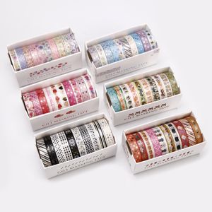 10 pièces papier Washi ruban ensemble 8mm dentelle amour étoile fleur chat or couleur adhésif rubans de masquage doré autocollants décoration A6816