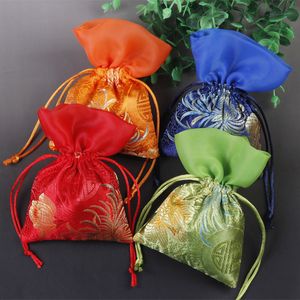 Sacs à bijoux en brocart de soie chinois, Patchwork, petites pochettes cadeaux en tissu avec cordon de serrage, emballage d'épices, 10 pièces
