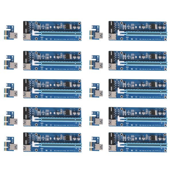 Livraison gratuite 10pcs PCI-E 1X à 16X Extender Riser Card SATA 15Needle 4Pin Ligne d'alimentation USB 3.0 Connecteur Câble d'alimentation 60cm pour l'exploitation minière