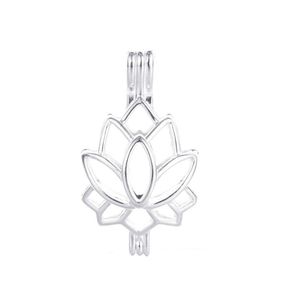 10 pièces collier cage de perles pendentif médaillon diffuseur d'huile essentielle Lotus fournit de l'argent plaqué argent et votre propre perle le rend 7595501