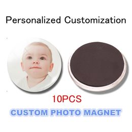 10 Uds Personal personalizado 30MM imán de nevera Po de sus amantes bebé niños familia vidrio magnético nevera pegatinas titular decoración 220711