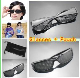 10 Uds. Gafas estenopeicas 10 Uds. Bolsas para gafas de sol negras bolsas para mejorar la vista cuidado de la visión ejercicio gafas conjunto de entrenamiento 5155469