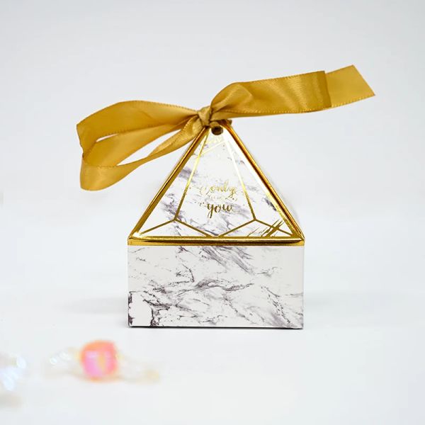 10pcs Boîtes cadeaux de bonbons en marbre gris rose Boîte de faveur de mariage en carton pour biscuit de biscuits