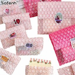 10pcs Pink Love Bubble Mailer Sacs d'emballage auto-SEAL Small Supplies Busined Enveloppes Bubble Enveloppes Sacs de diffusion H9T6 #
