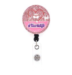 10 -stcs roze strass verpleegkundige leven email Badge houder medische stethoscoop verpleegster hoed voor geschenken intrekbare badge reels3047646