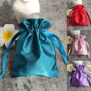 10 pcs Plaine Chinois Soie Satin Bijoux Pochette Cordon Épices Cadeau Emballage Sacs Sachet perles Bracelet Sac De Rangement avec doublé 4.72x6.3 pouces