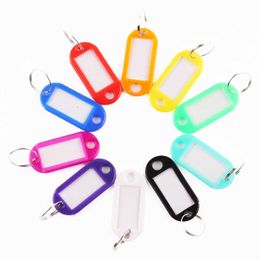 10 stks Plastic Sleutelhanger Sleutel FOBS BAGAGE ID Label Naam Kaarten Tags met split-ring voor bagage sleutelhangers Key Rings G1019