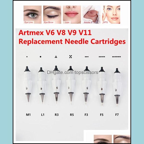 10 Unids Pmu Maquillaje Permanente Hine Reemplazo Aguja Cartucho Tatuaje Agujas Consejos Se adapta a Artmex V9 V8 V6 V3 V11 Derma Pen Drop Delivery 202