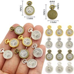 10pcs Charmes de montre de poche pour bracelet vintage antique en bronze horloge horloge de surveillance Charmes pour les bijoux fabriquant 11 * 17 mm