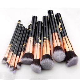 Professionele make-up borstel set 10 stks poeder fundering oogschaduw lip eyeliner blozen marmeren gezicht ogen make-up borstels gereedschap