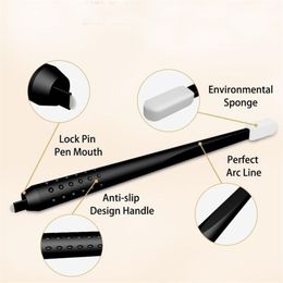 10 stcs Professionele permanente make -up Zwarte wegwerpbaar Microblading Pennen Handgereedschap 0,18 mm 18u Pen Borduurbladen 211223