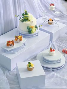 10 pièces blanc pur décor de mariage Buffet assiettes à Dessert Sandwich support à biscuits fête d'anniversaire support à cupcakes bébé anniversaire bonbons centres de Table décoration