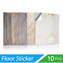 Autocollants muraux Imitation marbre en PVC, 10 pièces, autocollants de sol auto-adhésifs imperméables pour salle de bains, décoration de salon, 3030cm 240301