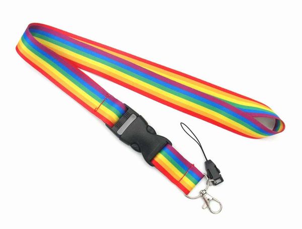 Correas de cuello para teléfono móvil, cordones de arco iris para llaves, tarjeta de identificación, soporte USB para teléfono móvil, correas de cuerda para colgar, estilo deportivo, venta al por mayor, 10 Uds.