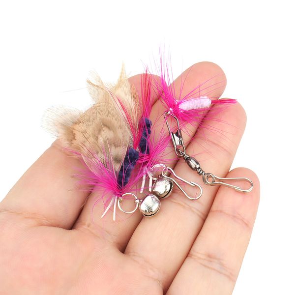 10pcs Color al azar Bug Cat Reemplazo de juguete para Cat Funny Cat Stick Toy Feather Teaser Accesorios para mascotas