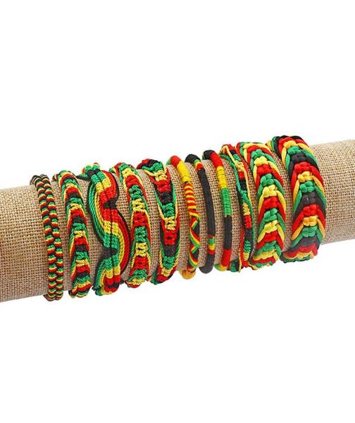 10pcs Rasta Amitié bracelet bracelet coton en soie reggae Jamaica Surfer Boho Jewellery réglable3631981