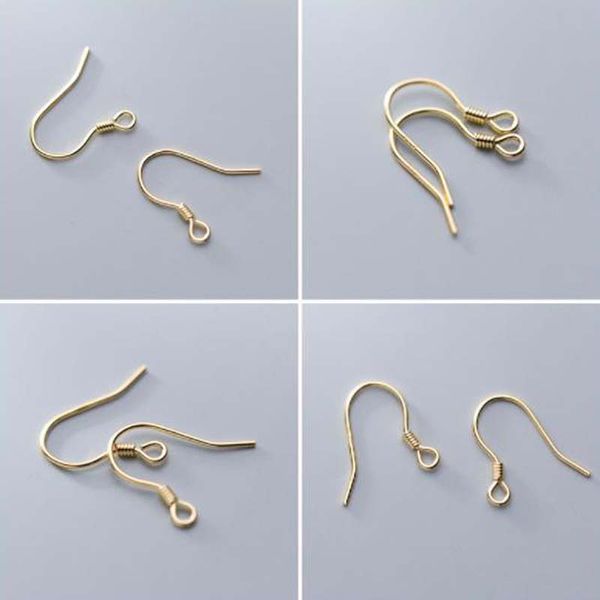 10pcs Real Solid 925 STERLING Silver Oree Hooks Wire 18k Gold Spring Oreing Clasps pour fabriquer des boucles d'oreilles Riveaux de bijoux