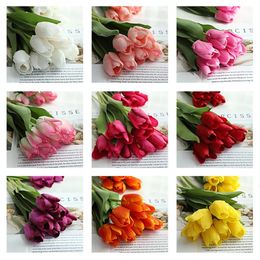 10pcs Real Touch Tulipe Fleur Artificielle Haute Qualité Tulipe Bouquet Artificiel Fausse Fleur pour Mariage Maison Jardin Décor 240322